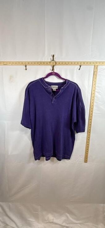 BasixGear Other - BASIXGEAR Mens Large Henley Shirt Purple Short Sleeve Contrast Stitch Casual